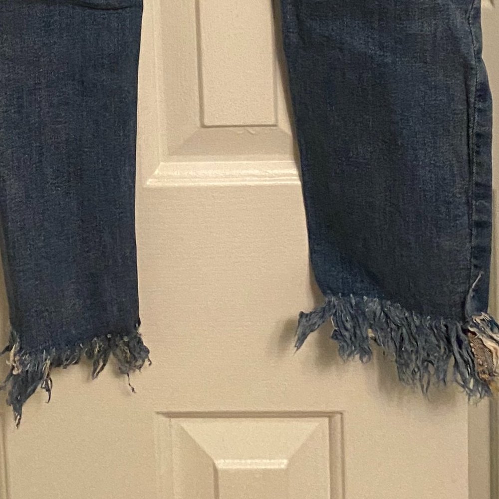 Free People Great Heights Frayed Skinny Blue Jeans - Picture 5 of 6